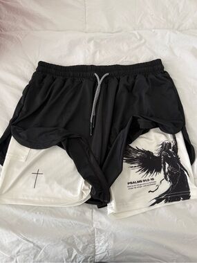 SAVD Layered Athletic Shorts with Graphic Liner